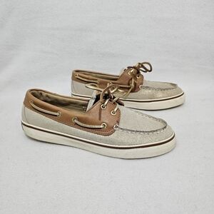 Sperry Top-Sider Gold Sparkly Leather Boat Shoes